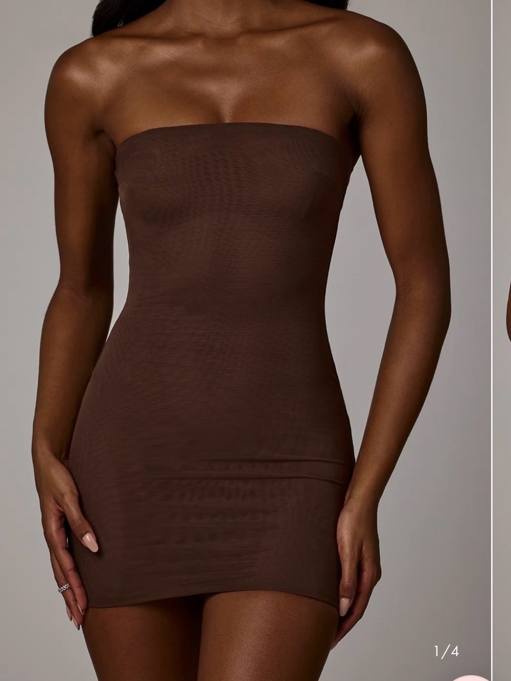 Oh Polly Strapless Seamless Brown Bodycon Slip